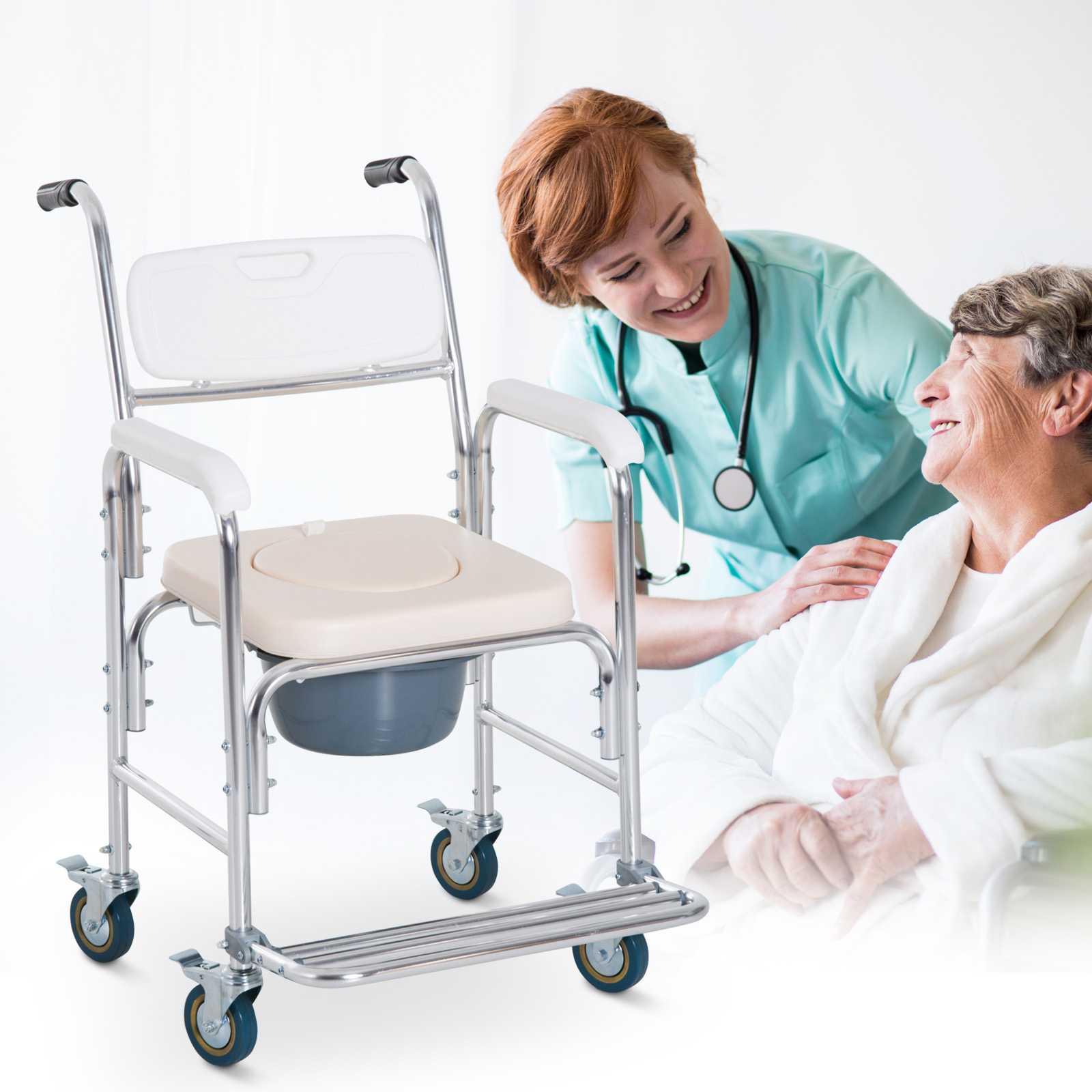 HomCom Personal Mobility Shower Accessible Transport Commode - $79.99 + Free Shipping