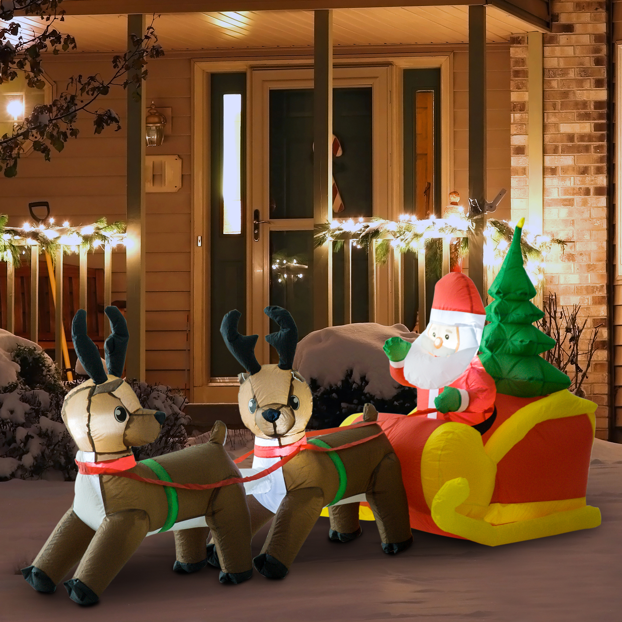 HomCom 7' Outdoor Lighted Inflatable Christmas Santas Decoration - $39.99 + Free Shipping