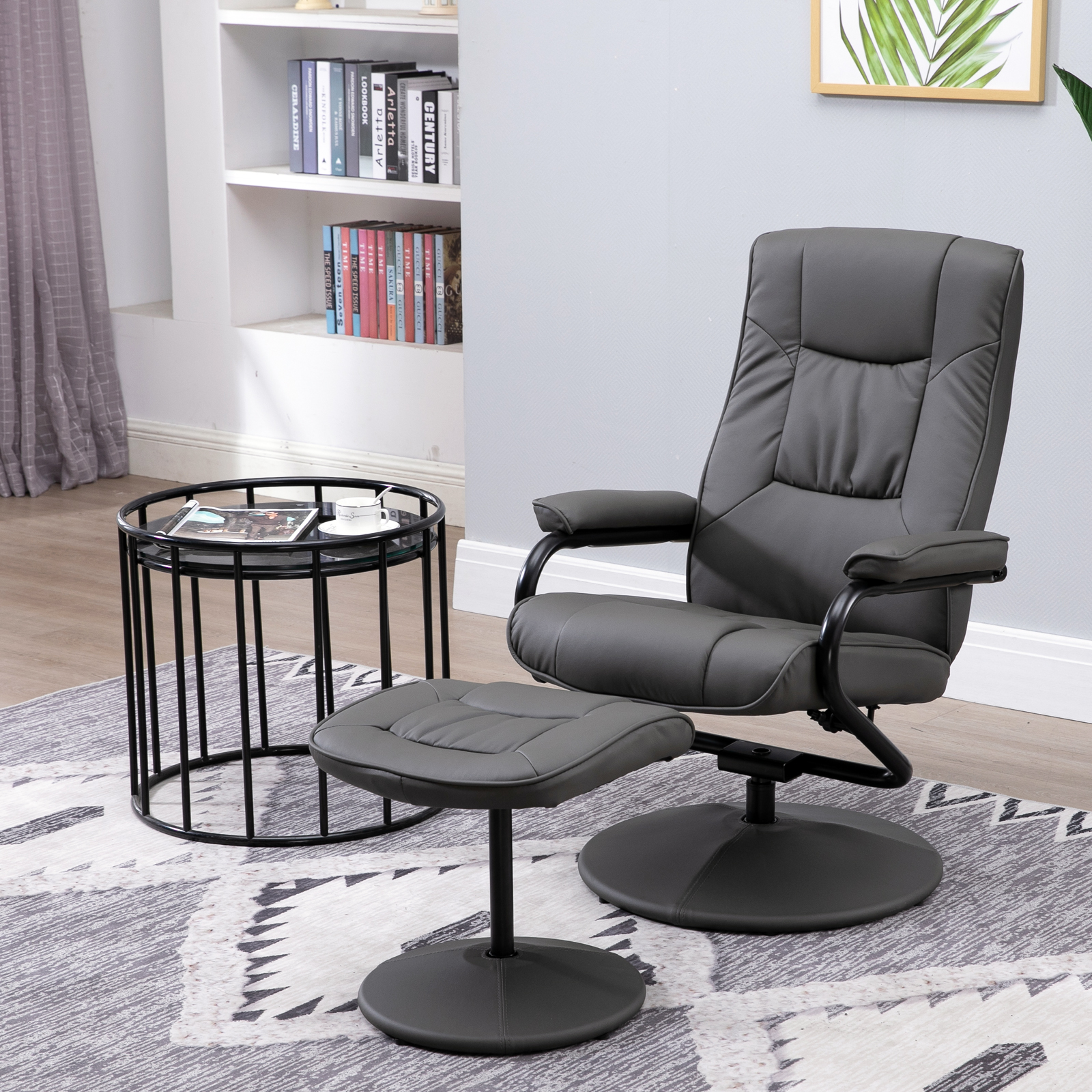 HOMCOM Faux Leather Recliner Chair and Ottoman Set - $99 ...