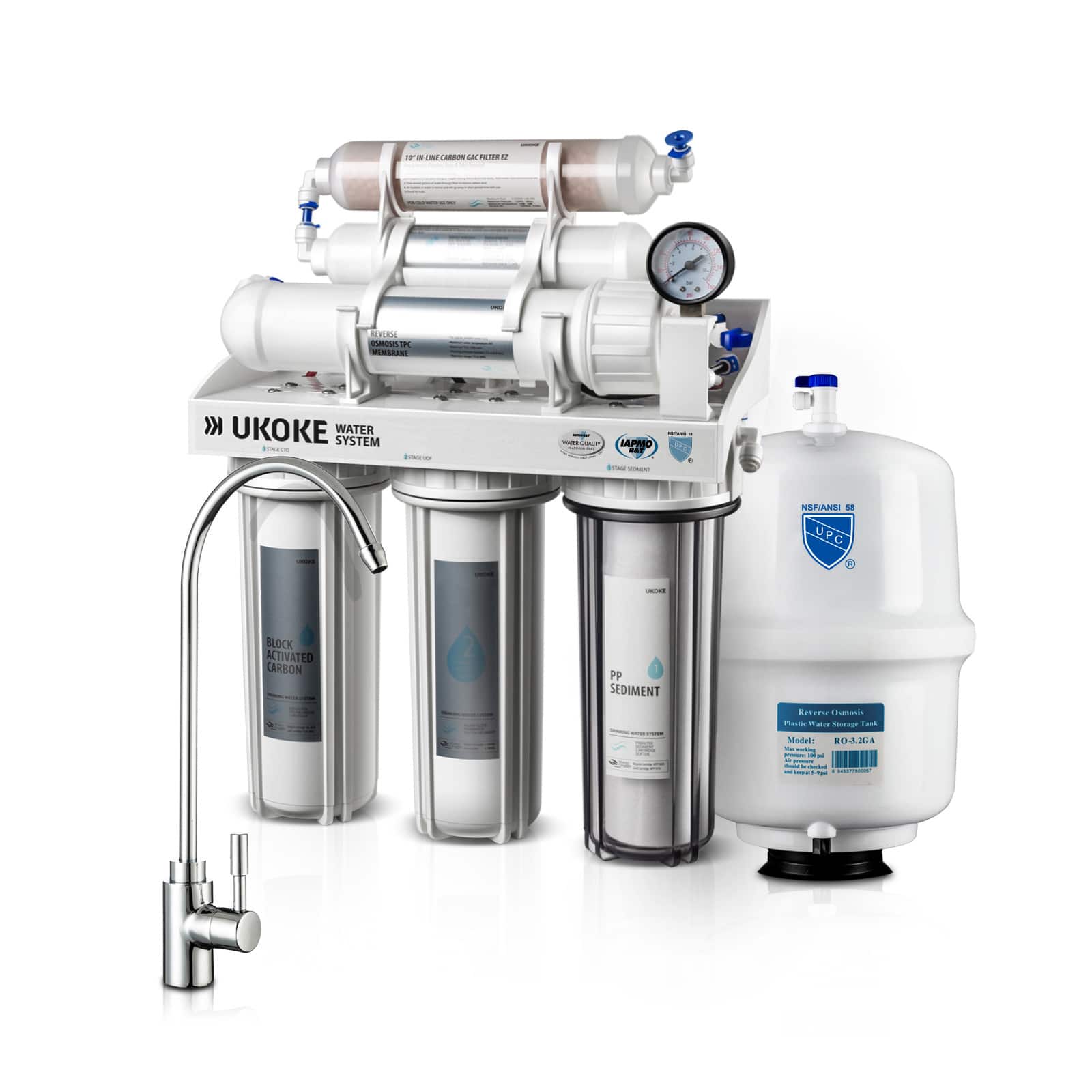 Ukoke 6 Stages Reverse Osmosis, Water Filtration System, 75 GPD $129.88 + FS