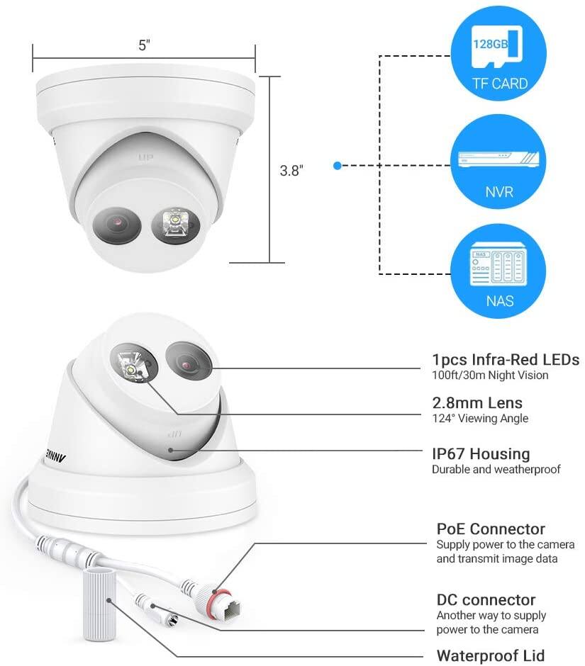 ANNKE C800 4K 8MP PoE Security Camera for NVR System Ultra HD Dome Turret IP Camera $87.99 + FS