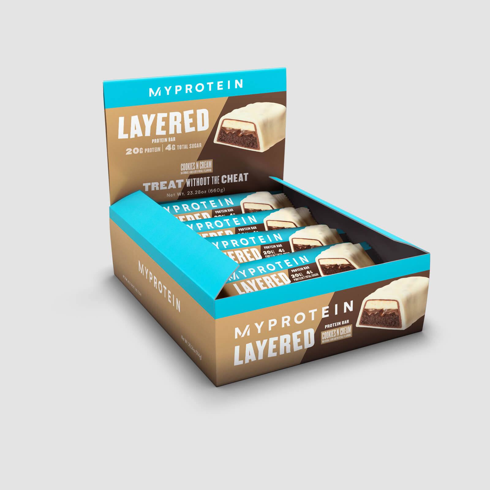 Myprotein Layered Bar Box of 12 (Cookies & Cream) only $13.99 with Free Shipping