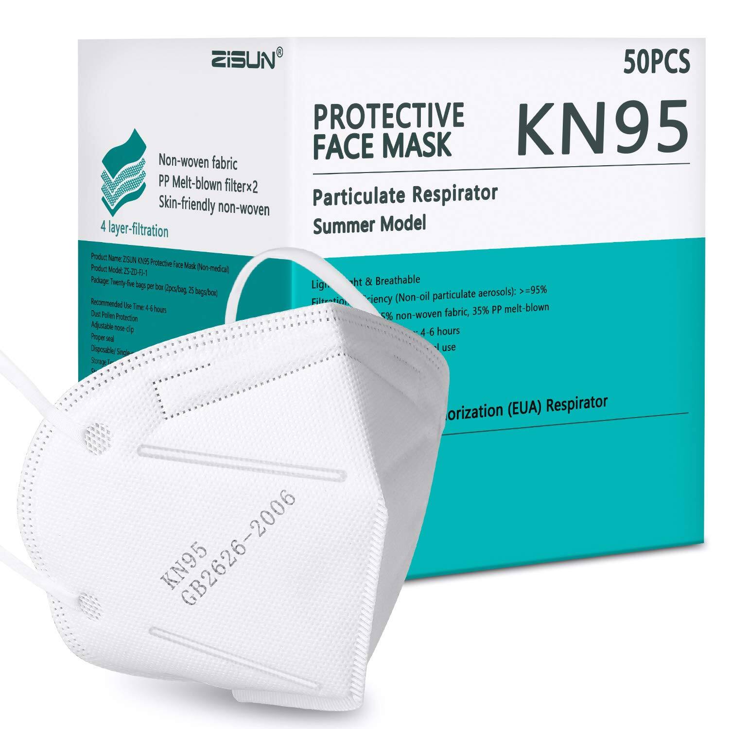 50-Pack Summer Model KN95 Face Mask FDA Individually Wrapped $29.99
