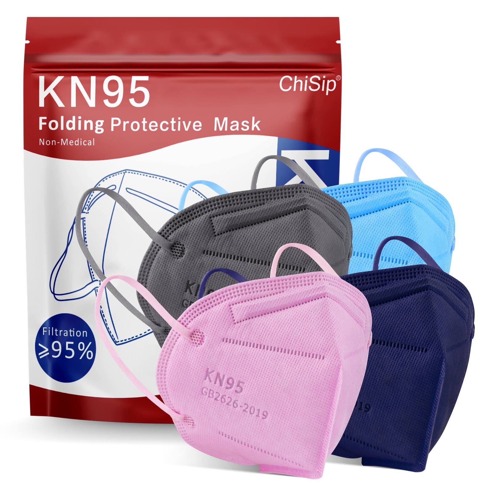 20-Pack Colorful KN95 Face Masks 5 Layer Design Cup Dust Safety Masks Only $12.99