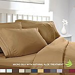 Clara Clark 4pc Luxury Bed Sheet Set - King Size, Camel Yellow Gold 6 sets for $53.94 + FS AC (Or Full size for less) @ Amazon
