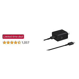 Samsung 25W Wall Charger Power Adapter with Cable, Super Fast Charging, , Compatible with Galaxy and USB Type C Devices, Black  - $16.9