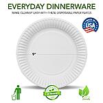 500-count 9-Inch Paper Plates Uncoated, Everyday Disposable Paper Plates Bulk, White, $25.19 at Amazon