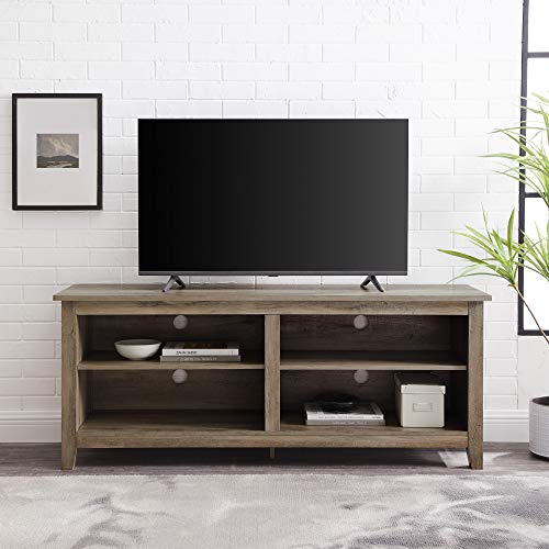 58" Walker Edison Wren Classic 4 Cubby TV Stand (Grey Wash) $133 + Free Shipping