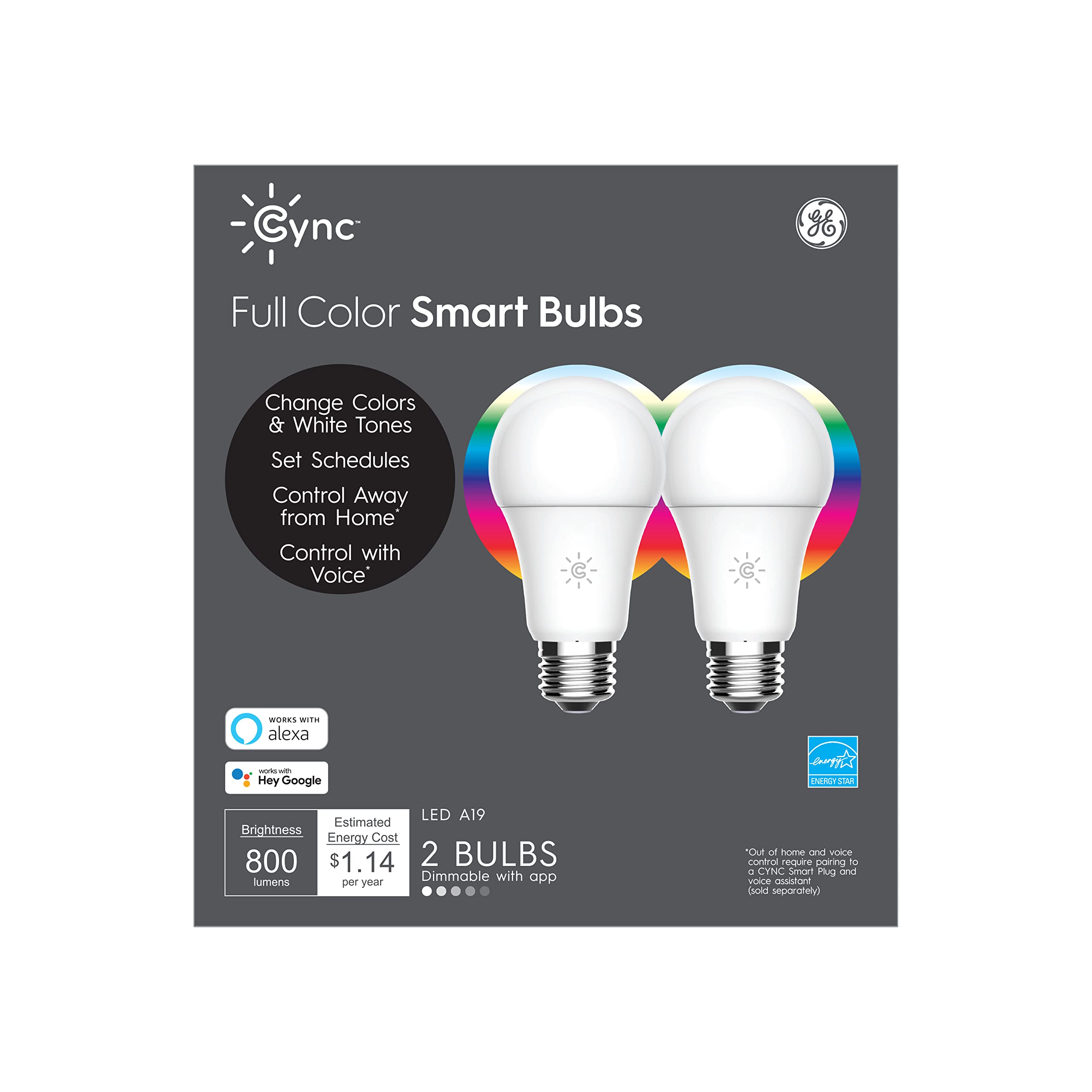 (2-pk) GE CYNC Smart LED Bluetooth Smart Light Bulbs $13.08 + Free Shipping w/ Prime or on $25+