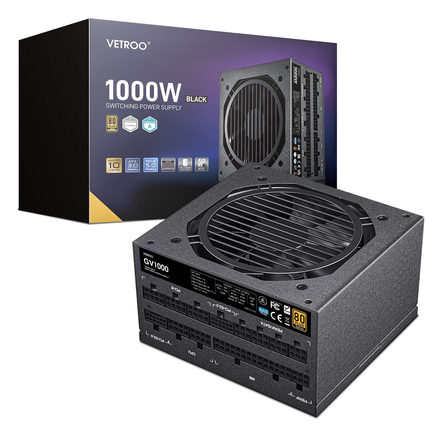 1000W Vetroo GV1000 80+ Gold ATX 3.0 Fully Modular Desktop Power Supply $120 + Free Shipping