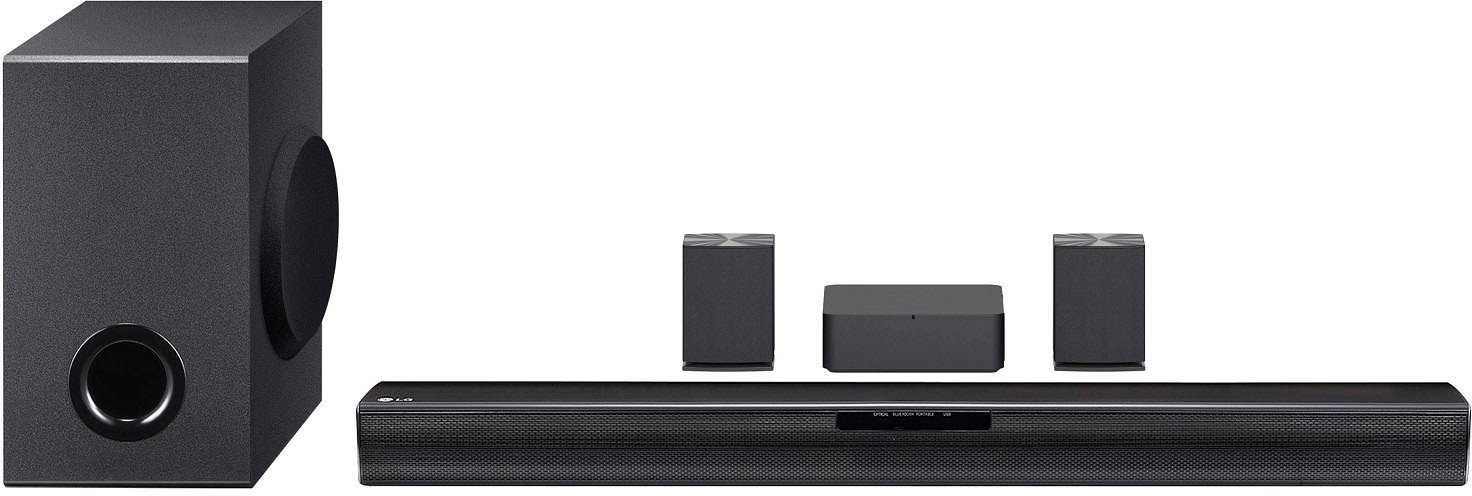 LG SQC4R 4.1 Channel Sound Bar w Wireless Subwoofer Rear Speakers