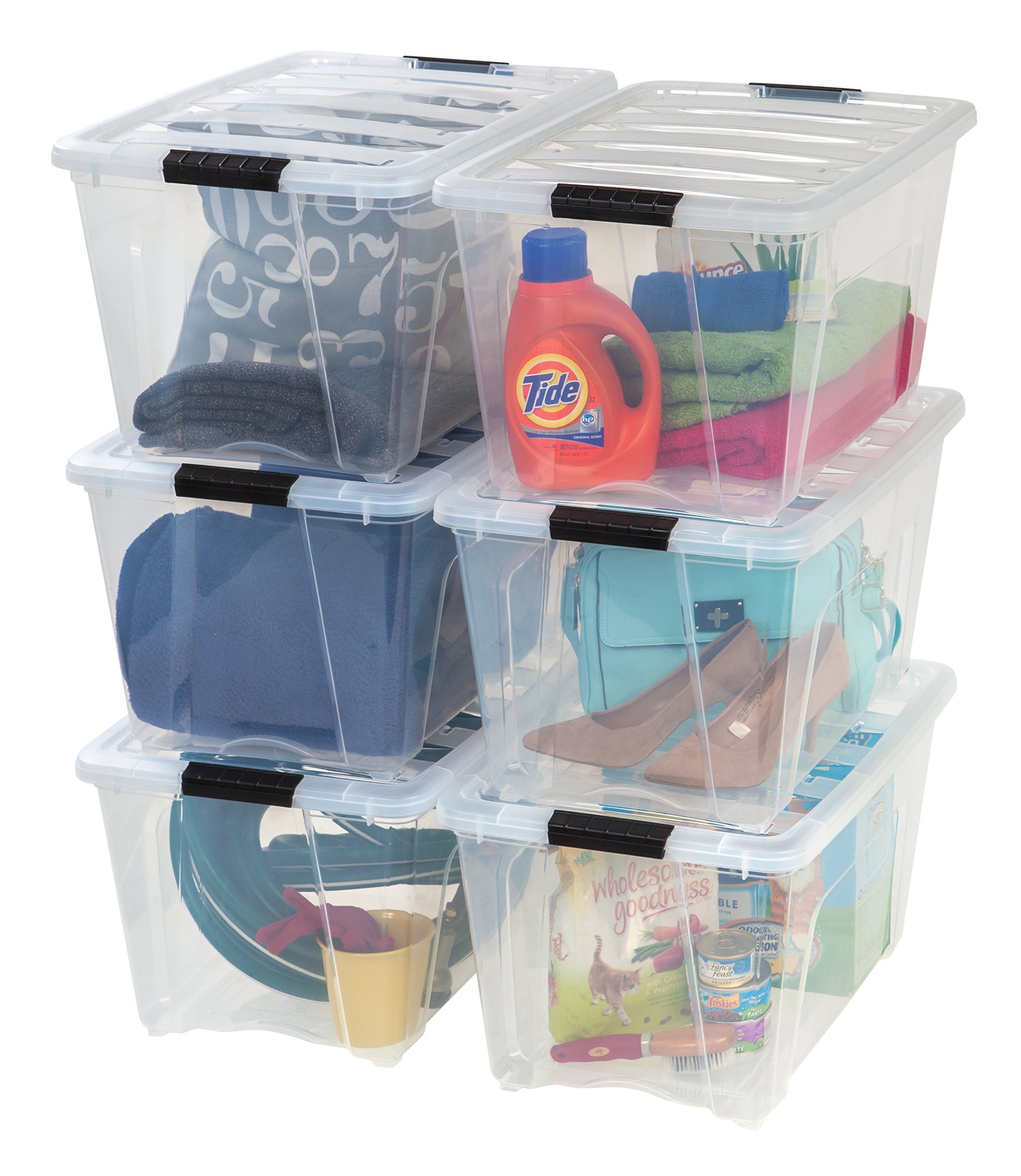 6-Pack 53-Qt Iris USA Stackable Plastic Storage Bins w/ Lids and Latching Buckles $65 + Free Shipping