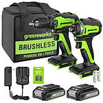 24V Brushless Drill &amp; Impact Driver w/ (2) 2.0 Ah Batteries + Drill Bits &amp; Tool Bag $90 + Free Shipping