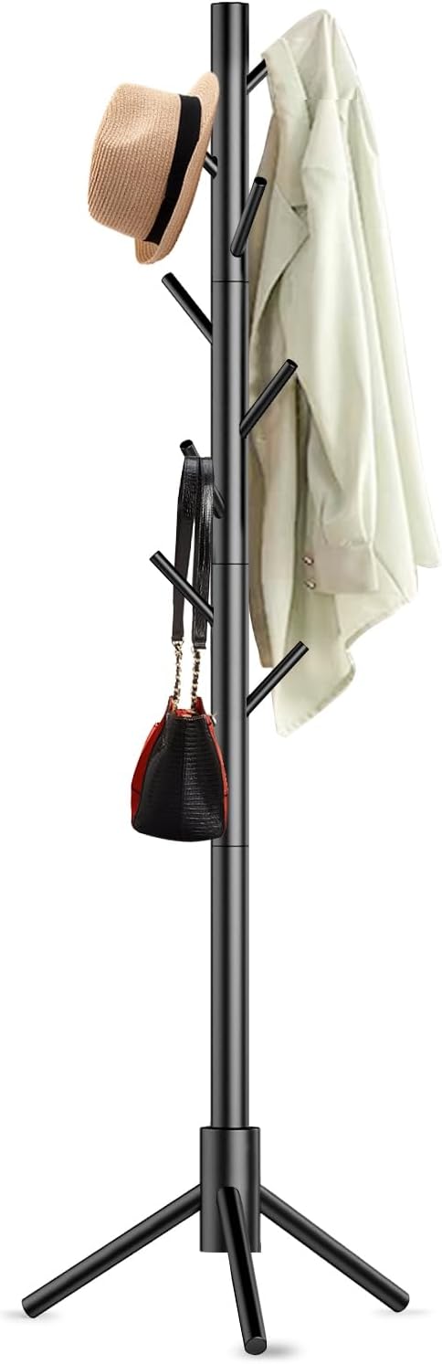 Aliphon 3-Adjustable-Height Wooden Coat Rack Stand w/ 8 Hooks (4 Colors) $13.99 + Free Shipping w/ Prime or on $35+