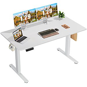 55" x 24" Sweetcrispy Motorized Adjustable Standing Split Top Desk (White)
