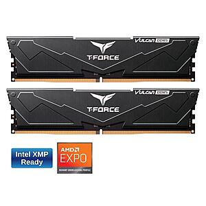 32GB (2 x 16GB) Team T-Force Vulcan DDR5 5600 Desktop Memory (Black) + Free 32GB Flash Drive $69.99 + Free Shipping