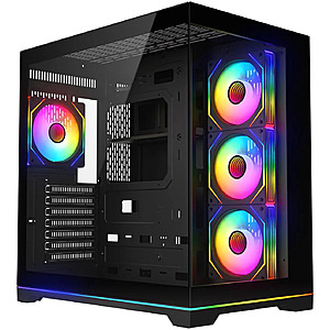 DIYPC ARGB-DC200-BK ATX Dual Chamber Computer Case w/ 4 x ARGB PWM Fans (Black) $67.48 + Free Shipping