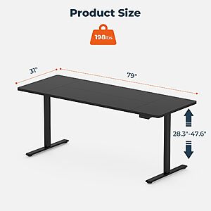 79" x 31" FitStand Dual Motor Standing Desk (Black) $224.99 + Free Shipping