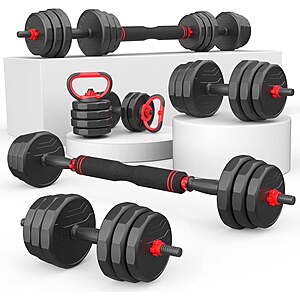 70-Lb 5-in-1 Adjustable Free Weight Set w/ Dumbbells, Barbell & Kettlebells $78.59 + Free Shipping w/ Walmart+ or on $35+
