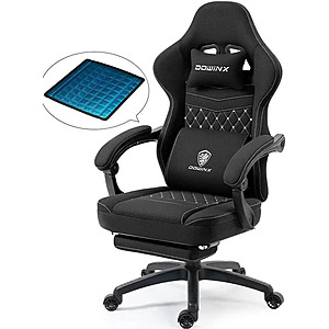 Dowinx Breathable Fabric Gaming Chair w/ Pocket Spring Cushion, Massage & Footrest (Black) $129.99 + Free Shipping