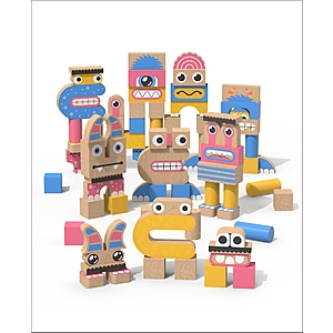 Geoffrey's Toy Box Make A Monster 100-Piece Solid Wood Block Set $19.96 + Free Store Pickup at Macy's