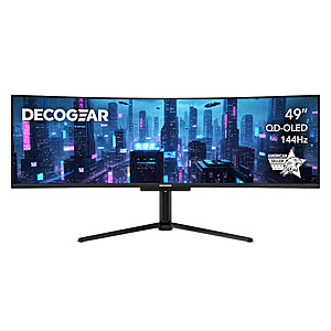49" Deco Gear Super Ultrawide QD-OLED 5120x1440 DQHD 144Hz Curved Monitor w/ USB-C 90W & KVM $689.99 + Free Shipping