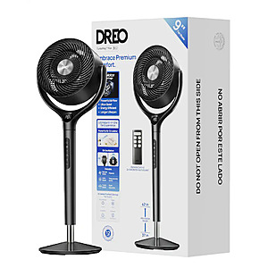 Dreo 9" Adjustable Pedestal Floor Fan w/ Remote, 120° Oscillation & 8-Speed (Black) $87.99 + Free Shipping