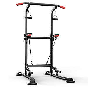 350-Lb Capacity Free-Standing Power Tower Pull-Up & Dip Station w/ Resistance Bands (Black) $52 + Free Shipping