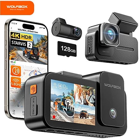 WOLFBOX 3-Channel 4K Dash Cam w/ STARVIS 2 IMX678 Voice Control & 128GB Card $159.99 or less + Free Shipping
