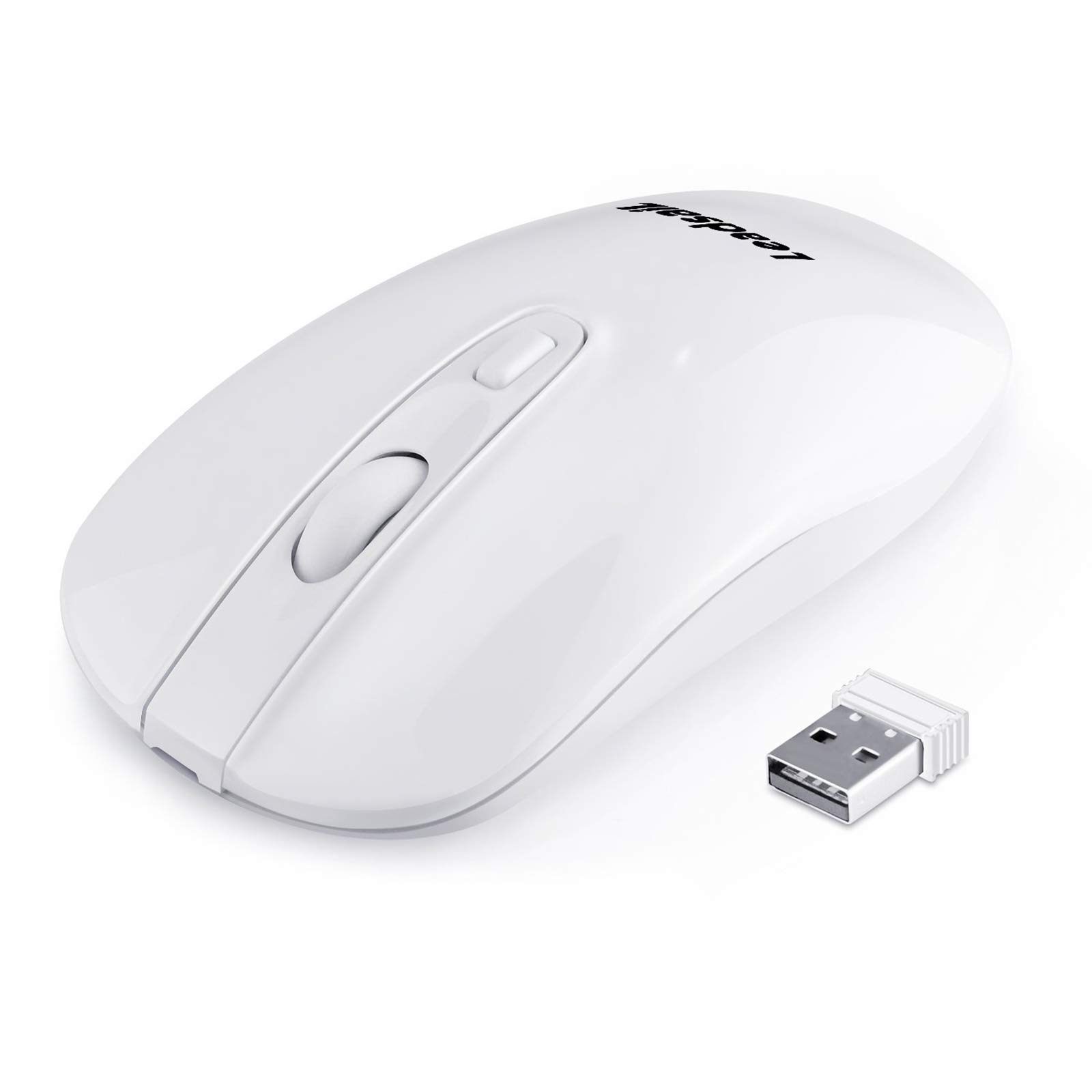 LeadsaiL Rechargeable Wireless Computer Mouse, 2.4G Portable Slim Cordless Mouse Less Noise for Laptop Optical Mouse with 5 Adjustable DPI Levels USB Mouse for Laptop, De - $3.24