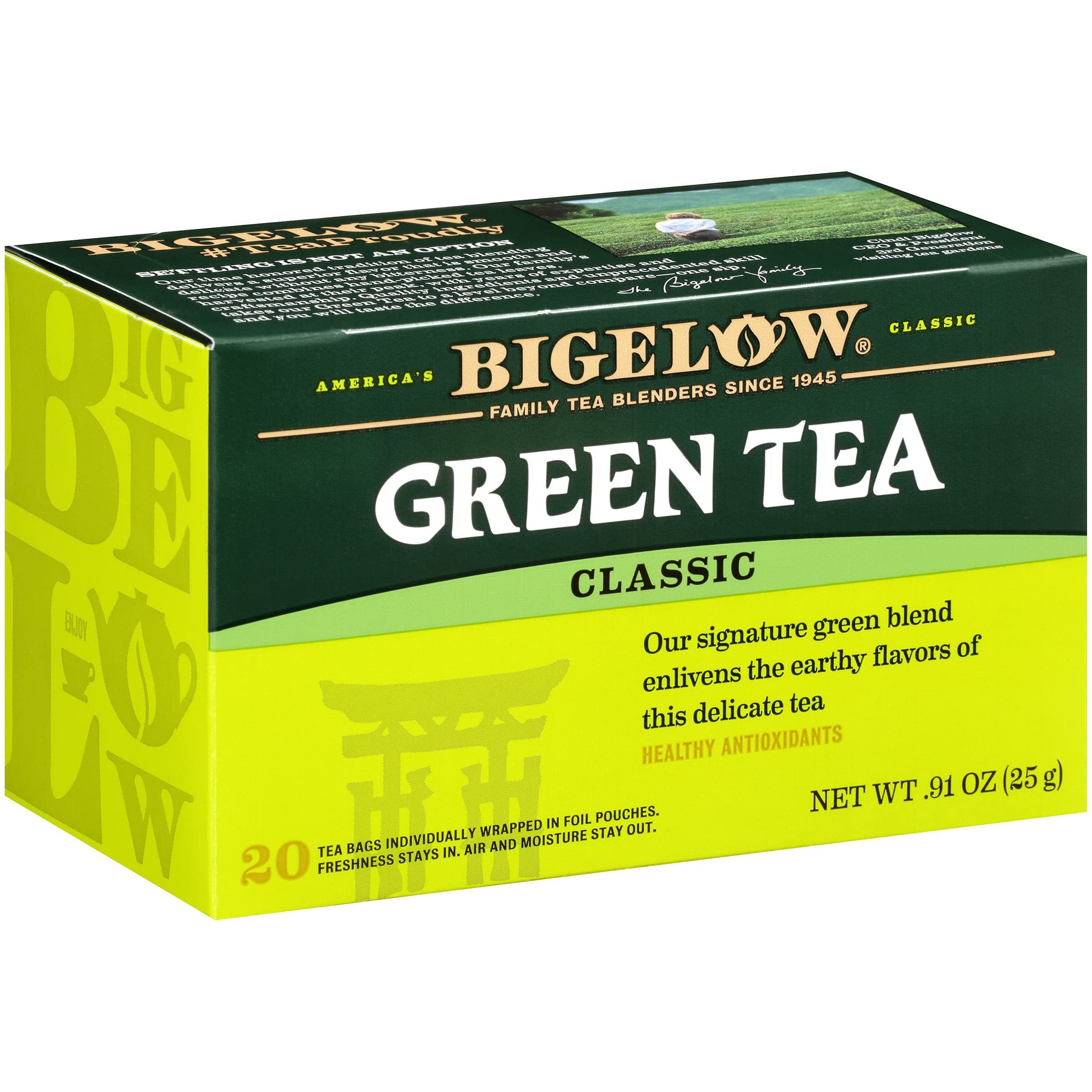 Bigelow Green Tea Bags, 20 Count Box (Pack of 6) Caffeinated Green Tea, 120 Tea Bags Total - $7.51 at Amazon