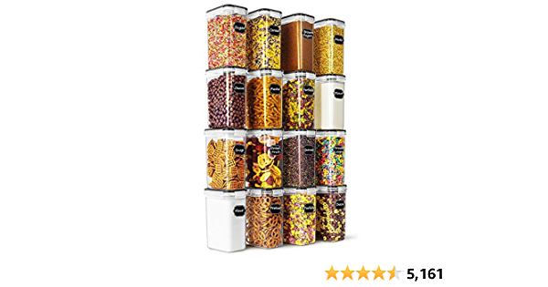 Airtight Food Storage Containers Set of 16, Wildone BPA Free Cereal & Dry Food Storage Containers 2L / 8.45 cups for Sugar, Flour, Snack, Baking Supplies, with 20 Chalkbo - $40.99