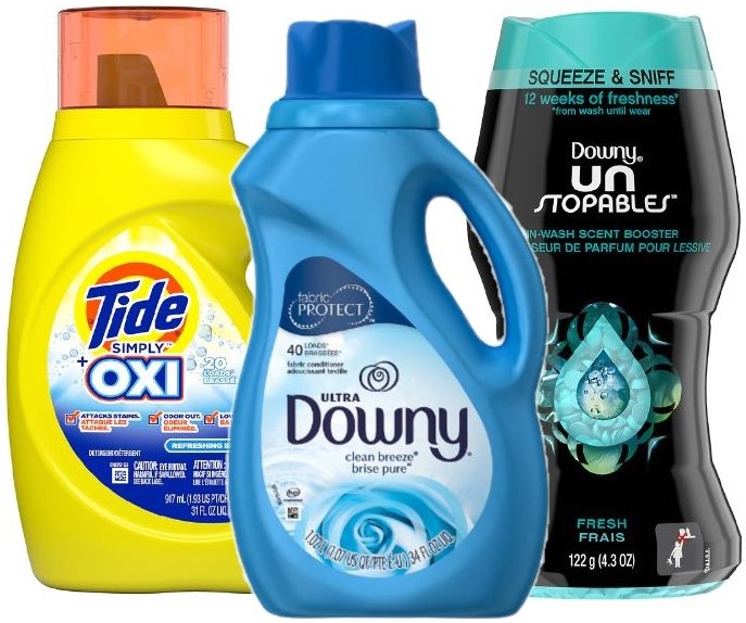 34Oz Downy Fabric Softener, 31Oz Tide Simply Liquid Laundry Detergent
