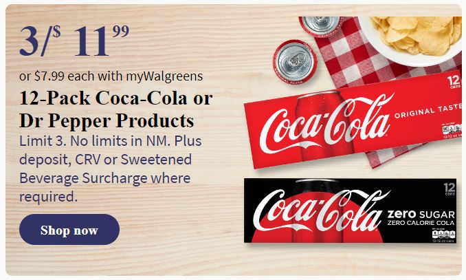 STARTING 6/26: 12-Pack 12-Oz Coca-Cola Beverages (various) 6 for $18 + Free Store Pickup @ Walgreens
