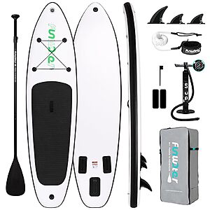 FunWater Inflatable Ultra-Light Stand Up Paddle Board w/Accessories (Black or Blue): $85 @ Amazon