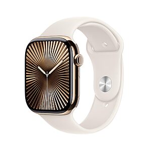 Used Apple Watch Series 10 [GPS + Cellular 46mm case] Smartwatch with Gold Titanium Case with Starlight Sport Band - M/L $345