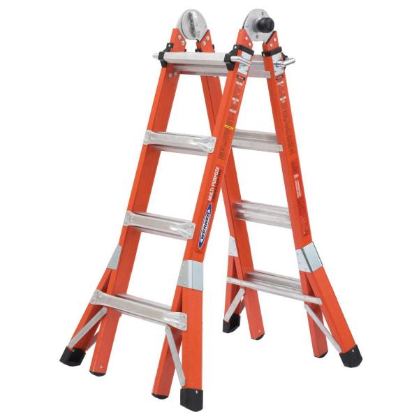 18 ft. Reach Height Multi-Purpose Fiberglass PRO Ladder with 300 lbs. Load Capacity Type IA $269