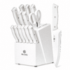 NULAS Knife Set, 14 Piece Kitchen Knife Set with Block Self Sharpening, Stainless Steel Dishwasher Safe, Anti-slip Handle, White at Walmart.   $23.99