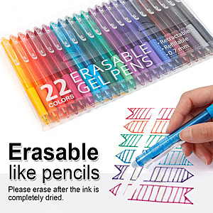 Vanstek 22 Colors Retractable Erasable Gel Pens Clicker, Fine Point(0.7), $9.99 Free Shipping W/Prime