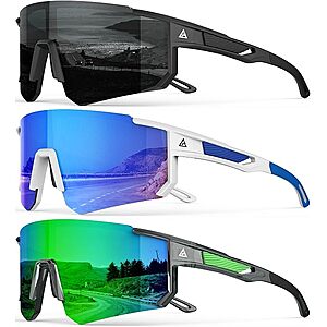 QALLY Polarized Sports Sunglasses for Men Women, UV400 Protection Mens Sunglasses Wrap Around Sun Glasses for Cycling Running $9.49-14.49