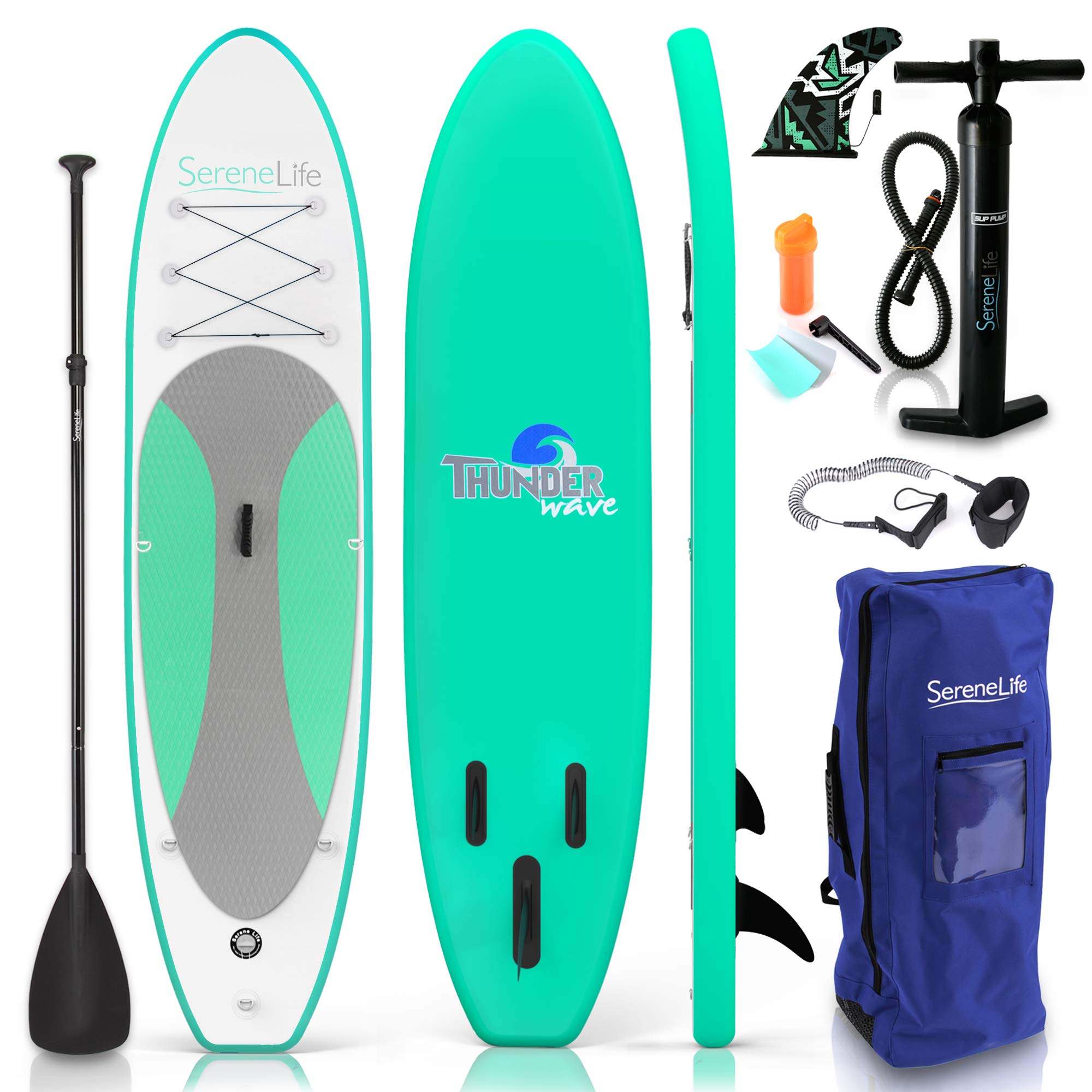 SereneLife Inflatable Stand Up Paddle Board (6 Inches Thick) with Premium SUP Accessories & Carry Bag | Wide Stance, Bottom Fin for Paddling, Surf Control $199.99