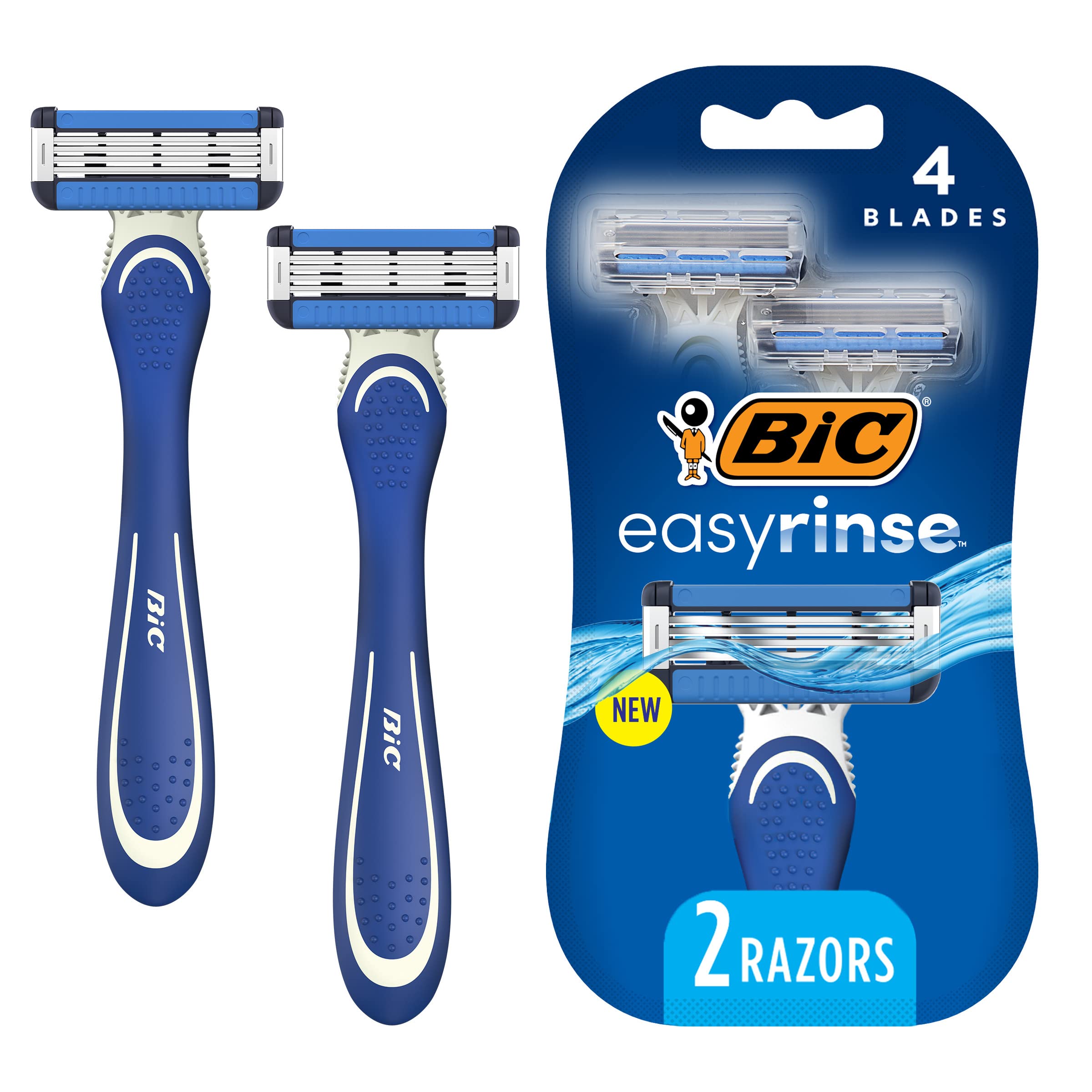 BIC EasyRinse Anti-Clogging Men's Disposable Razors for a Smoother Shave With Less Irritation*, Easy Rinse Shaving Razors With 4 Blades, 2 Count $3.14