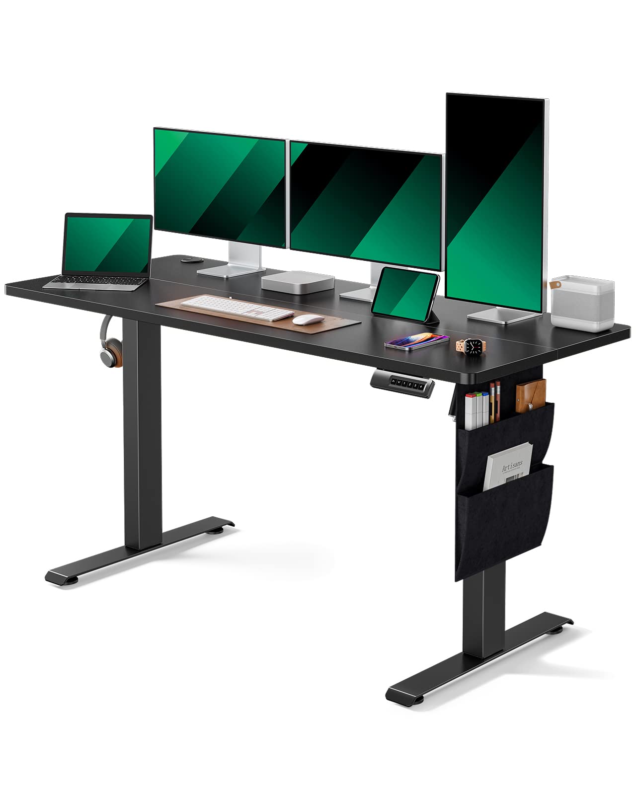 Marsail Standing Desk Adjustable Height, 55x24 Inch Electric Standing Desk with Storage Bag, Stand up Desk for Home Office Computer Desk Memory Preset with Headphone Hook $129.3