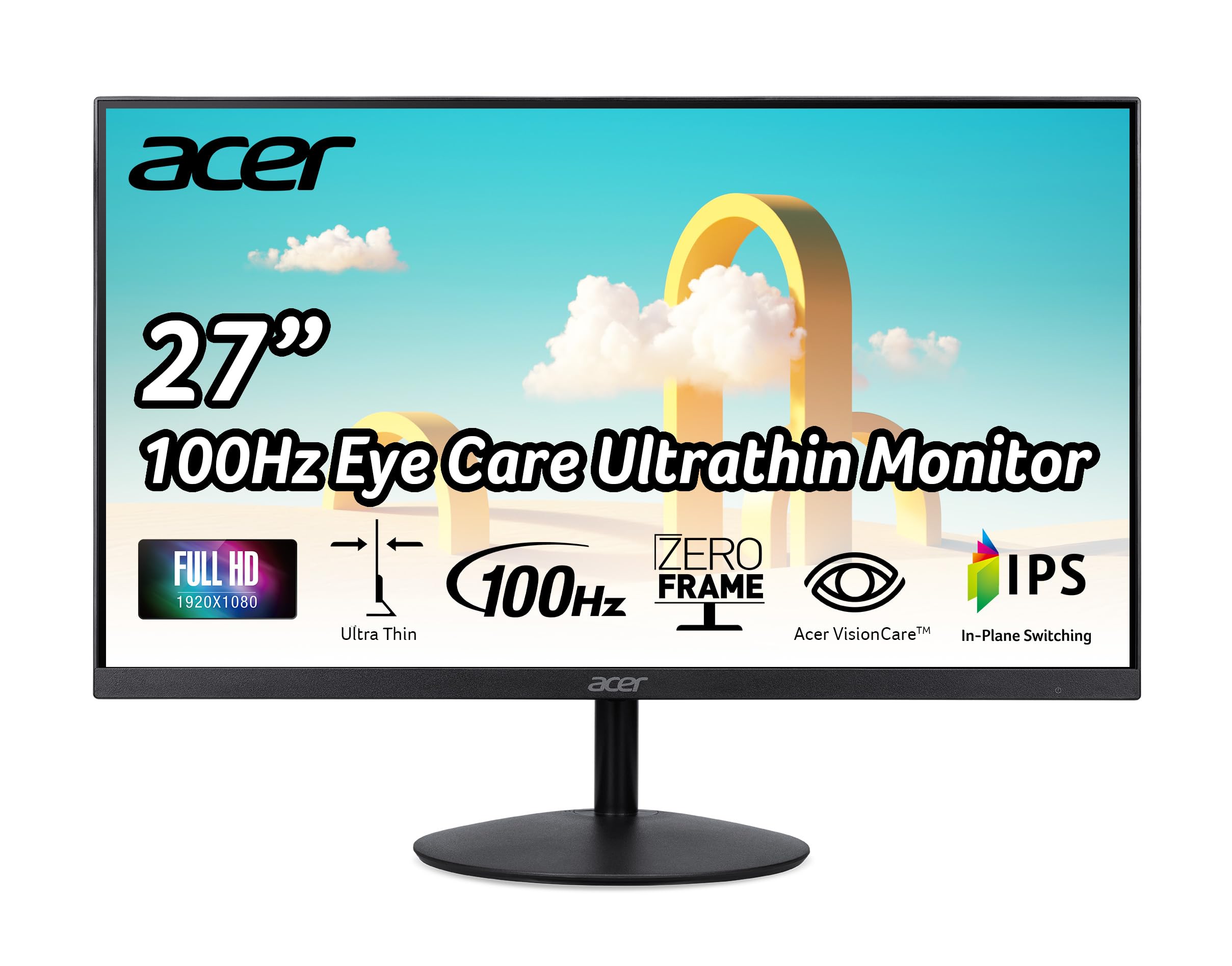 Acer SB272 EBI 27" Full HD (1920 x 1080) IPS Zero-Frame Gaming Office Monitor | AMD FreeSync Technology | $99.99