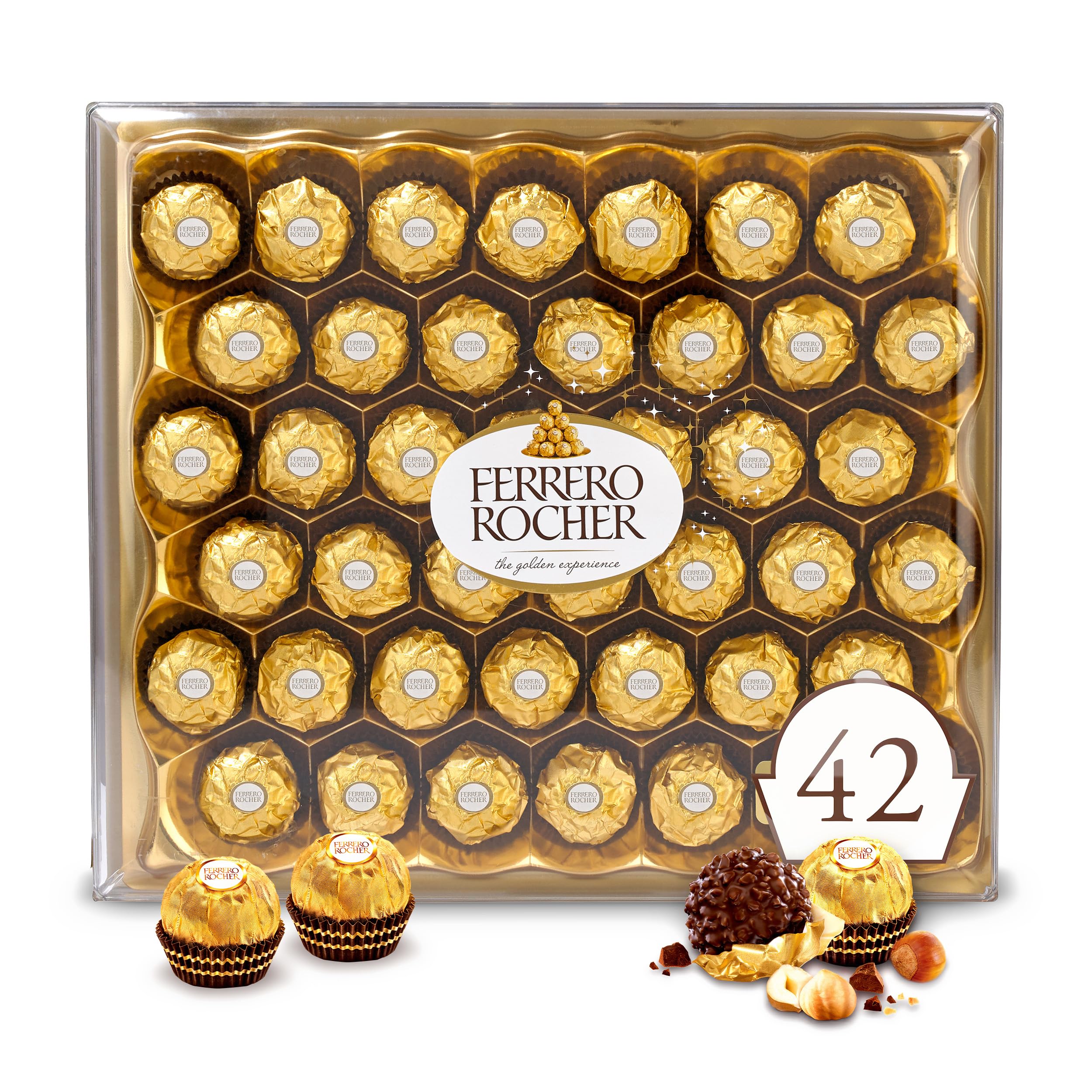 Ferrero Rocher, 42 Count, Gourmet Milk Chocolate Hazelnut, Valentine's Chocolate, Individually Wrapped, 18.5 oz $12.46
