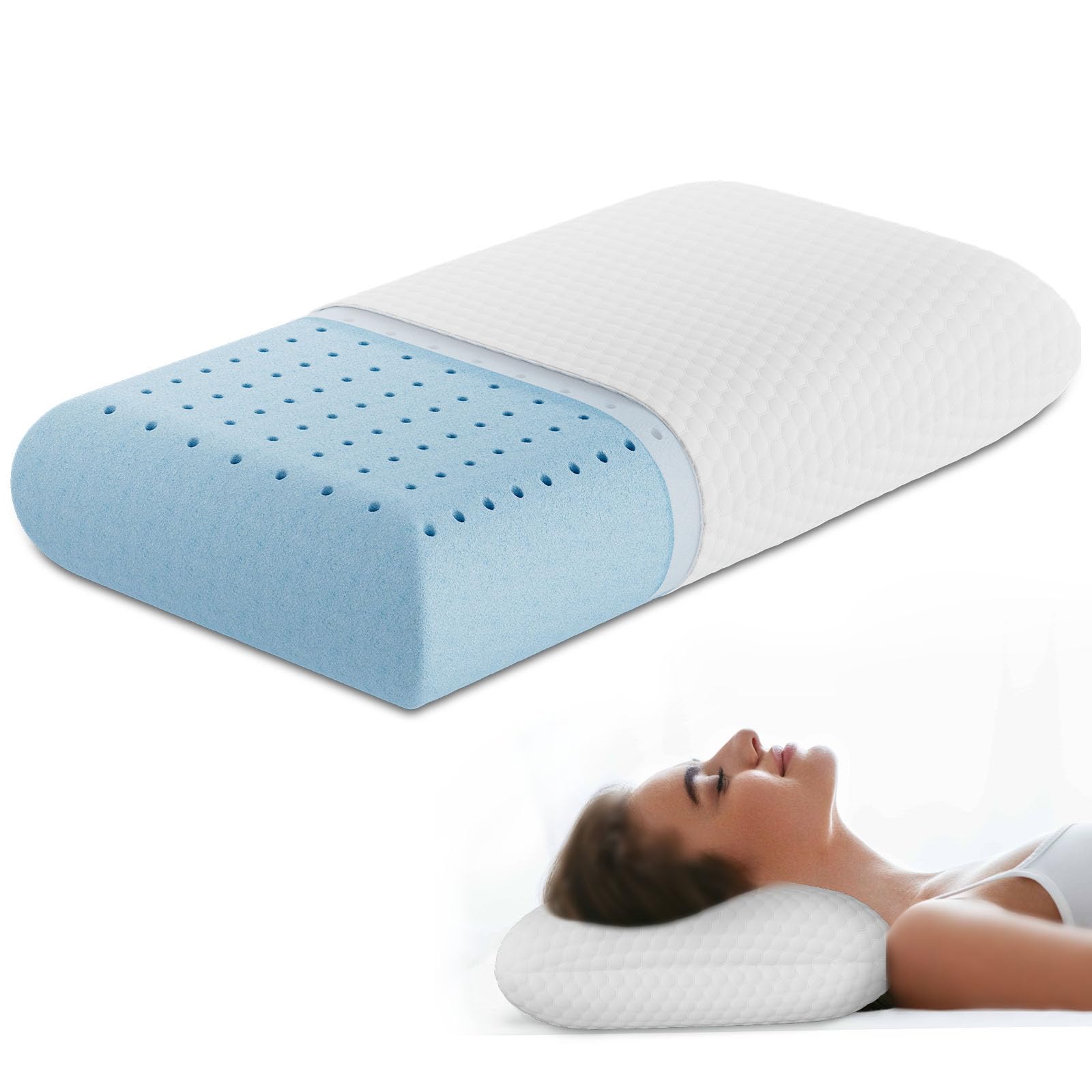 OLIXIS Memory Foam Pillow, Standard Size Pillows for Sleeping, Bed Pillow Soft and Comfortable, Cooling Hotel Pillow for Side Sleeper, Machine Washable Cover, 24" x 16" $12.99