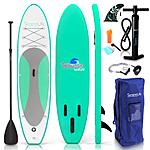 SereneLife Inflatable Stand Up Paddle Board (6 Inches Thick) with Premium SUP Accessories &amp; Carry Bag | Wide Stance, Bottom Fin for Paddling, Surf Control $199.99