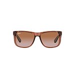 Ray-Ban RB4165 Justin Rectangular Sunglasses, Transparent Light Brown/Gradient Brown, 54 mm $77.5