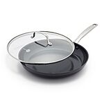 GreenPan Chatham Black Prime Midnight Hard Anodized Healthy Ceramic Nonstick, 12&quot; Frying Pan Skillet with Lid, PFAS-Free, Dishwasher Safe, Oven Safe, Black $27.12
