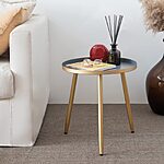 AOJEZOR Round End Table Ideal for Any Room, Metal Structure Side Tables Great For Living Room, Bedroom, Indoor, Outdoor, Matte Gray Tray with 3 Gold Legs Accent $18.21